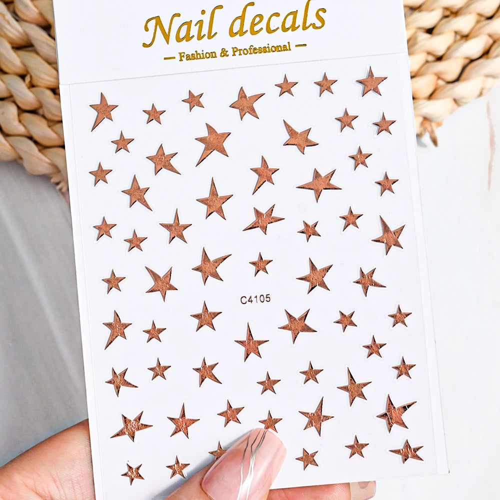 1pcs Star-Themed Nail Art Stickers 3D Self-Adhesive Plastic Decals With Glitter Finish Anime Rectangle Shape Ideal For DIY Nails