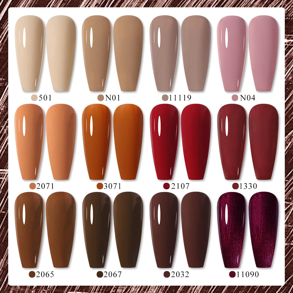 Arte Clavo 15ML Red Brown Color Gel Nail Polish Autumn Winter Nail Art Gel Nail Supplies Semi Permanent Soak Off UV Gel Varnish