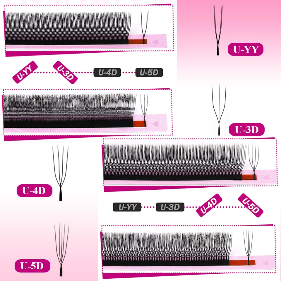 New Arrival U Shape YY Eyelashes Extensions 3DW U5DW Lashes Extension Premade Volume Fans False Eyelashes U Shape W Bloom Lashes