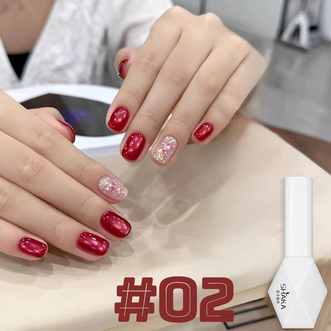 WS 10ML Sunlight Cat Eye Gel Nail Polish Autumn Winter Whitening Wine Red Color Light Sunset Glow Cat Eye Glass Beads Nail Atr