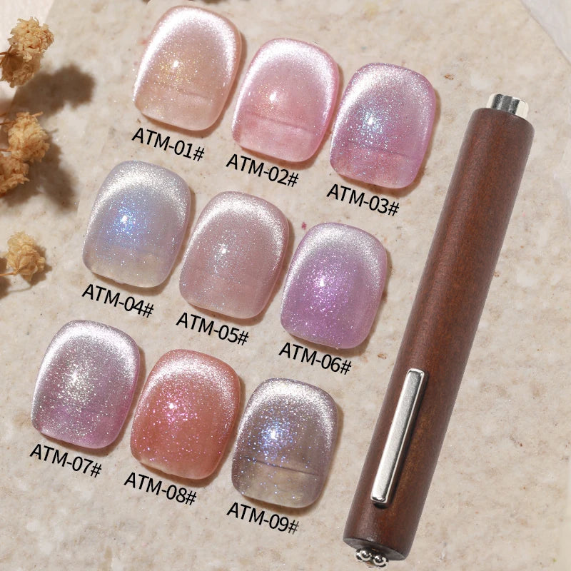AS 9pcs Cat Eye Magnetic Moonlight Gel Nail Polish Set 15ml Sparkle White Silver Water Light Red UV Gel Nail Art Manicure Vernis