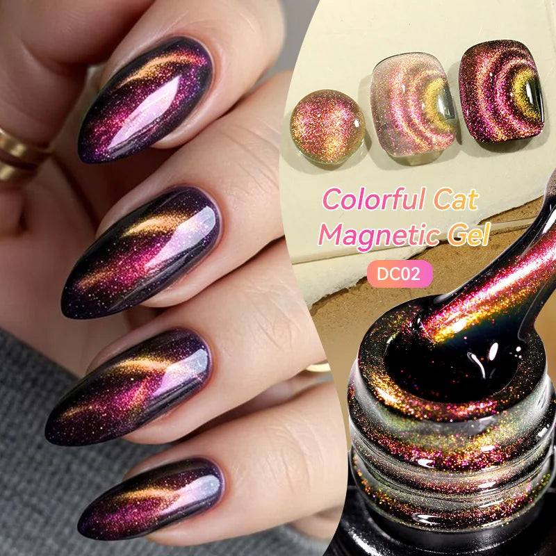 LILYCUTE 7ml Colorful Cat Magnetic Nail Gel Polish Chameleon 9D Glitter Soak Off UV LED Eye Gel Nail Art Varnish