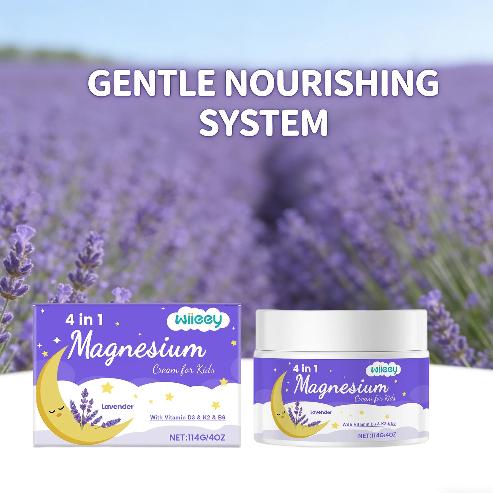 Lavender Body Magnesium Cream for Kids Soothing Muscle Anti Itching Redness No Fragrance Lotion Moisture Lock Infant Skin Care