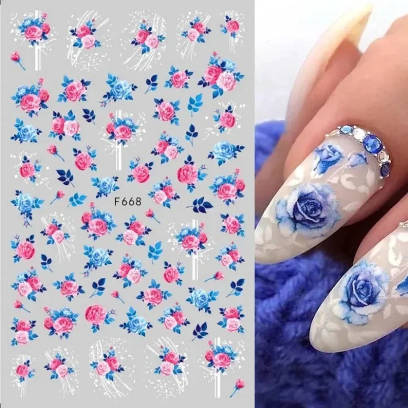 Cherry Blossom 3D Nail Stickers White Flower Petals Nail Art Decals Elegant Wedding Design Spring Sakura Manicure Slider Decor