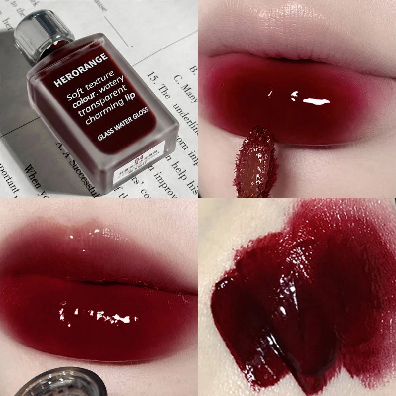 Punk Juice Red Lipgloss Black Mirror Glass Water Light Clear Lip Glaze Waterproof Non Stick Liquid Lipstick Nude Lip Tint Makeup