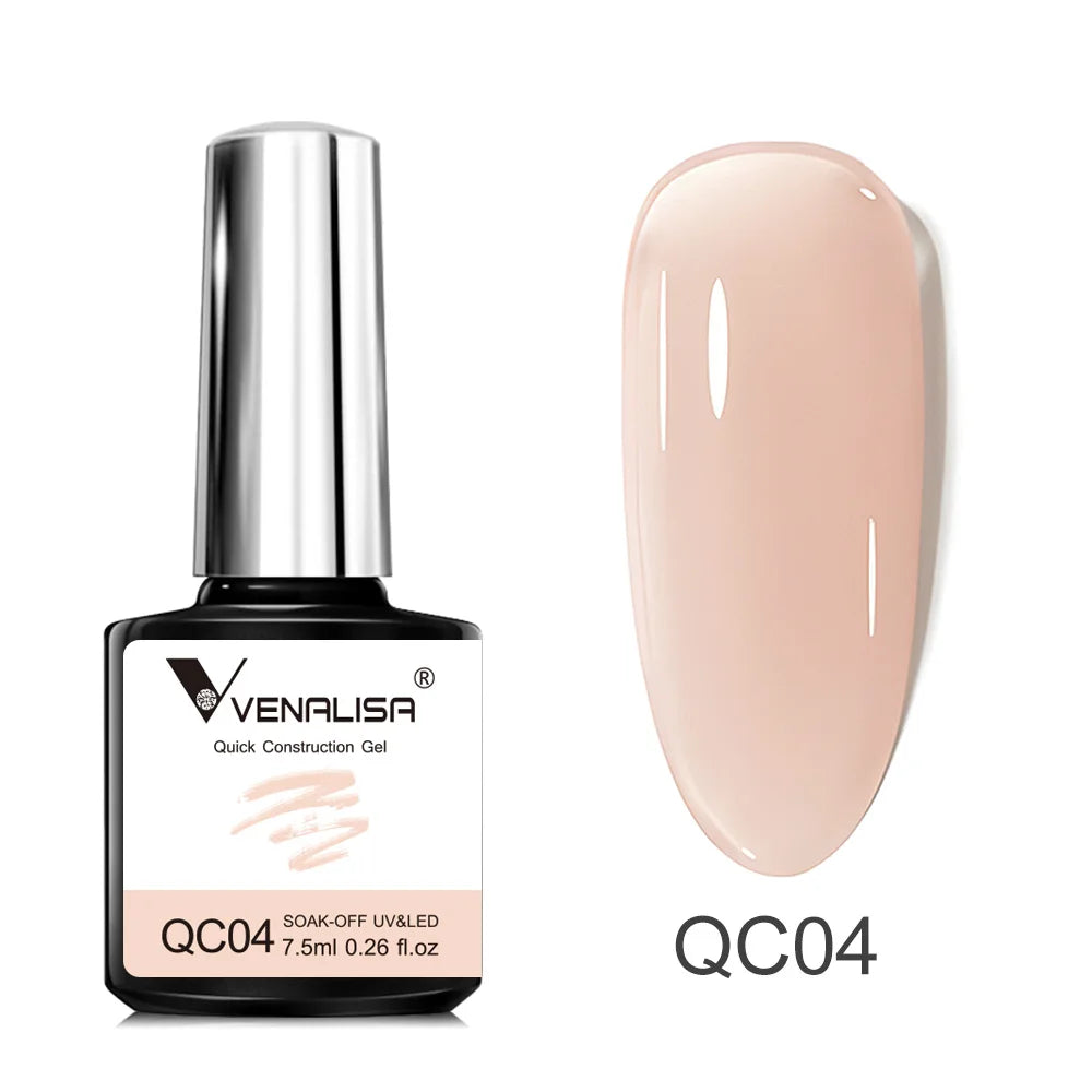 VENALISA Quick Construction Gel Jelly Color Semi Transparent Nail Gel Polish Fast Construction Soak Off UV LED Nude Pink Gel 7.5
