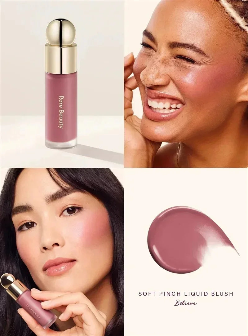 Rare Beauty Rose Neutral Mauve Blush Powder Portable Makeup Liquid Blush Moisturizing Dual-use Waterproof Lip Gloss Plump Smooth