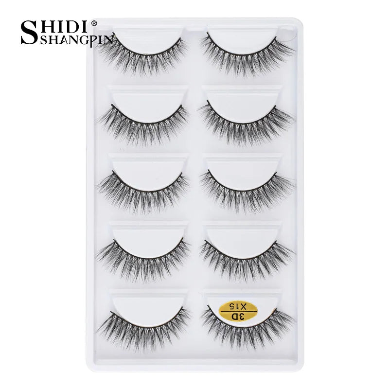 3D Faux Mink Lashes X05 Fluffy Wispy False Eyelashes 5Pairs Reusable Soft Volume Eyelashes Natural Look for Daily & Party Makeup