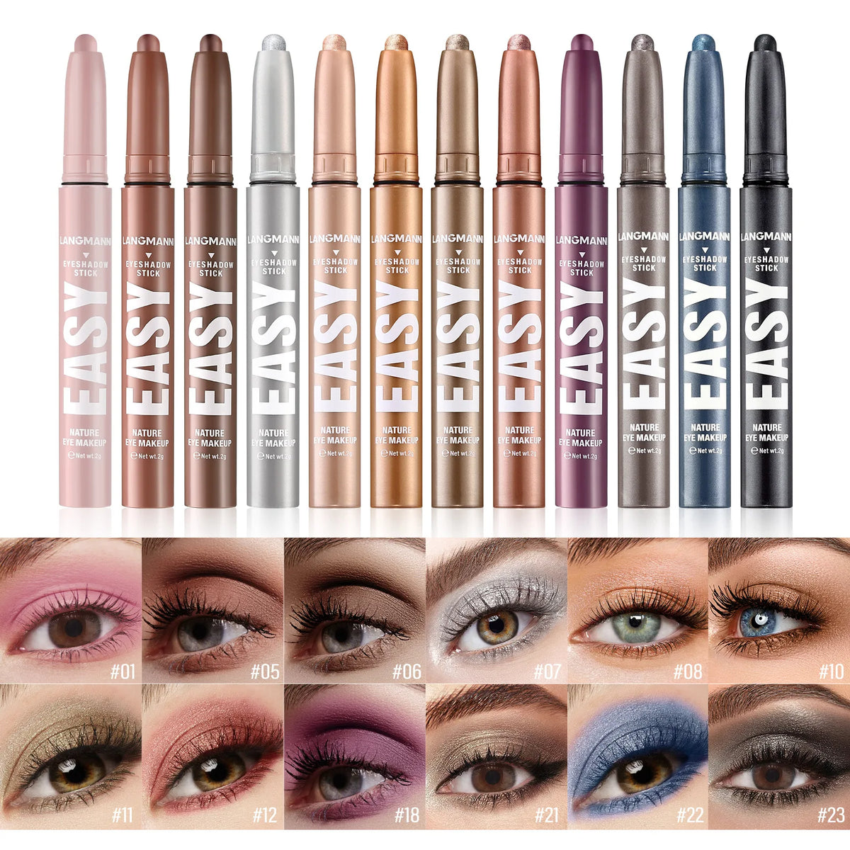 Multi Color Matte Pearlescent Eye Shadow Stick, Eyeliner Pen And High Light Pen, Smooth And Natural Color