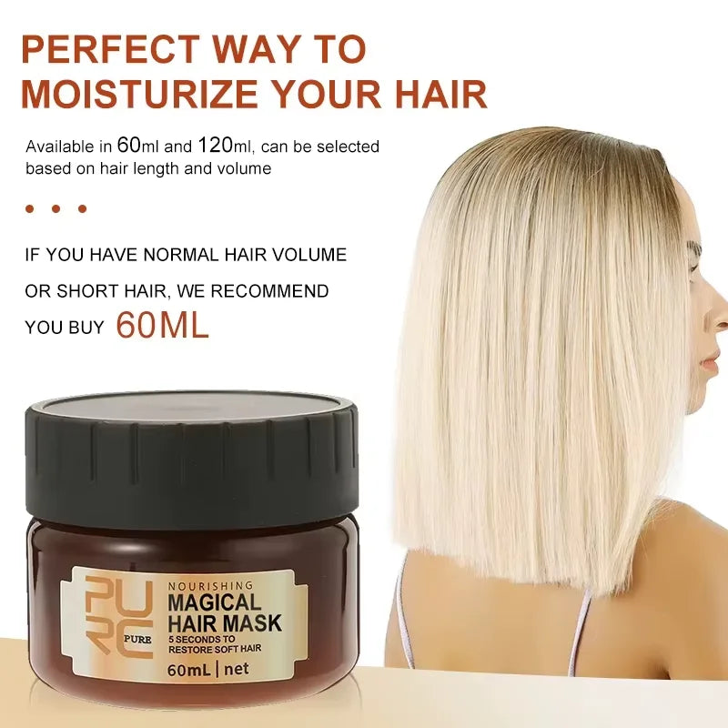 PURC No Steam Hair Mask Intensive Repair Dry Damaged Hair Smooth Silky Anti-Breakage Volumizing Hair Spa Treatment Conditioner