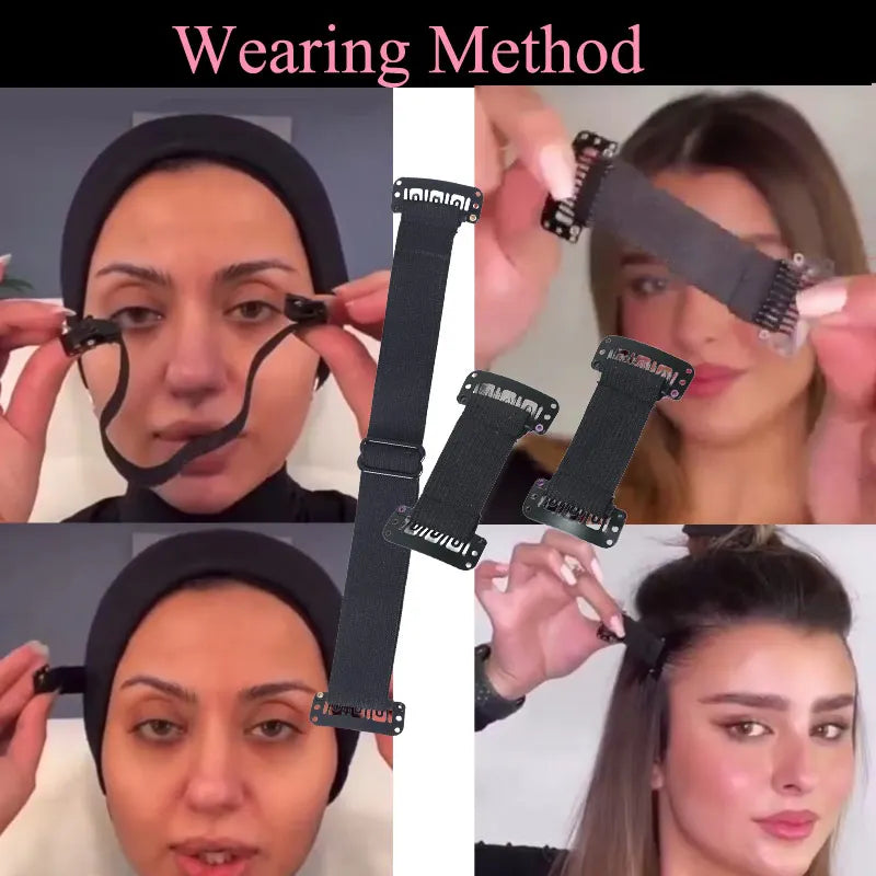 Clip In Elastic Hair Band for Facelift Invisible Anti Wrinkle Stretching Straps Belt Adjustable Face Tigntening Head Bands