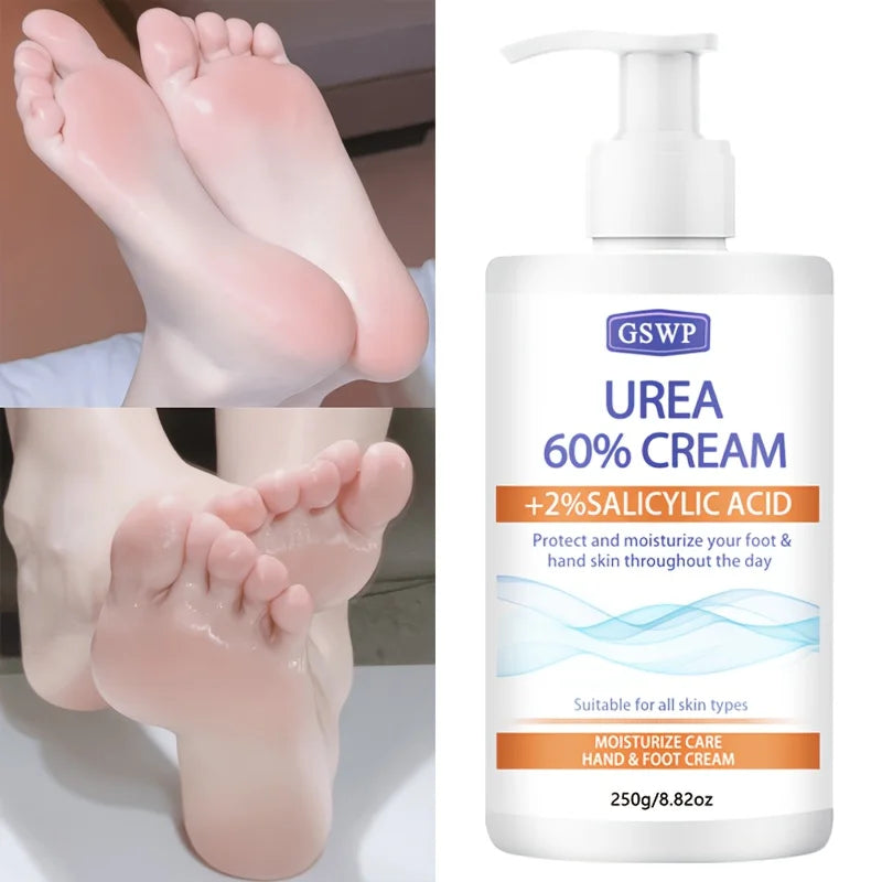 GSWP 60% Urea Moisturising Hand and Foot Cream, Containing Salicylic Acid, Protects and Nourishes Hands and Feet. 250g/500g