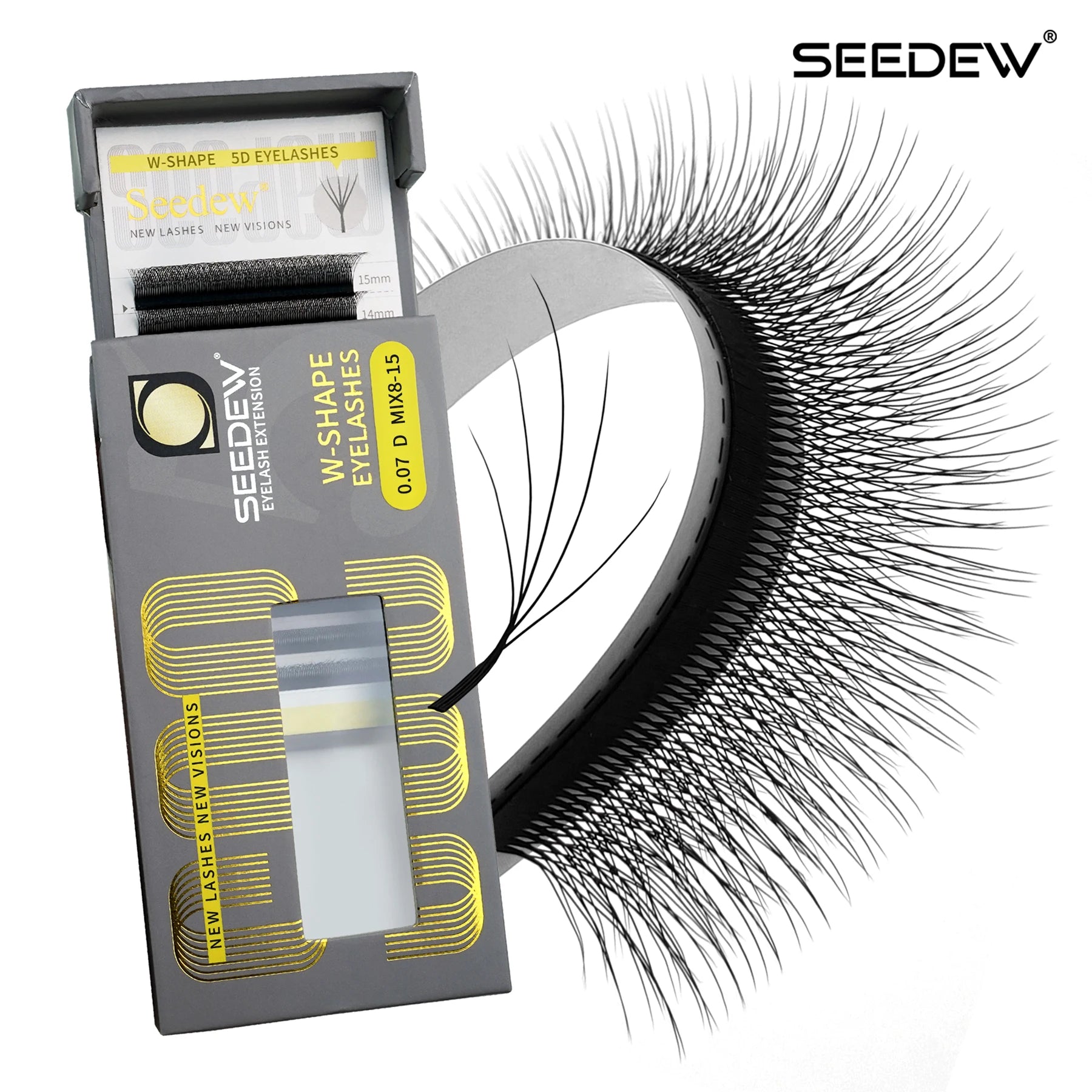 SEEDEW Wispy W Shaped 5D Eyelash Extension Premade Volume Fans False Eyelashes Natural Soft Lashes