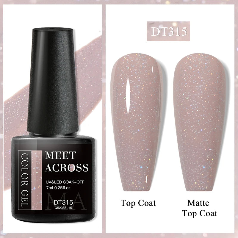 MEET ACROSS 7ml 36Colors Glitter Thermal Gel Nail Polish 3 Colors Changing Soak Off Gel Winter Semi Permanant Nail Art Varnish