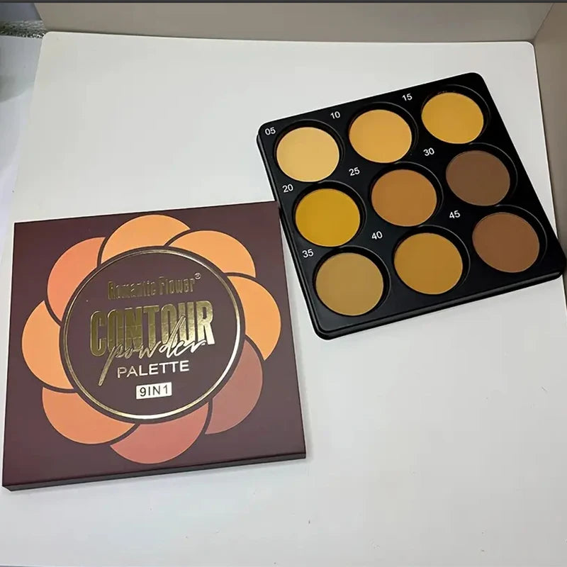 9-in-1 Contour & Bronzer Face Palette for Dark Skin Tone – Waterproof, Smooth Blendable Shades for Sculpted Definition & Warm Sun-Kissed Glow