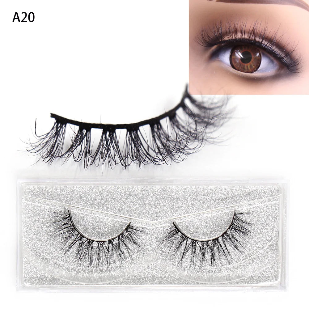 LEHUAMAO Makeup False Eyelashes Handmade Mink Lashes Fluffy Long 3D Strip Thick Fake Faux Mink Eyelashes Makeup Beauty Tool A19