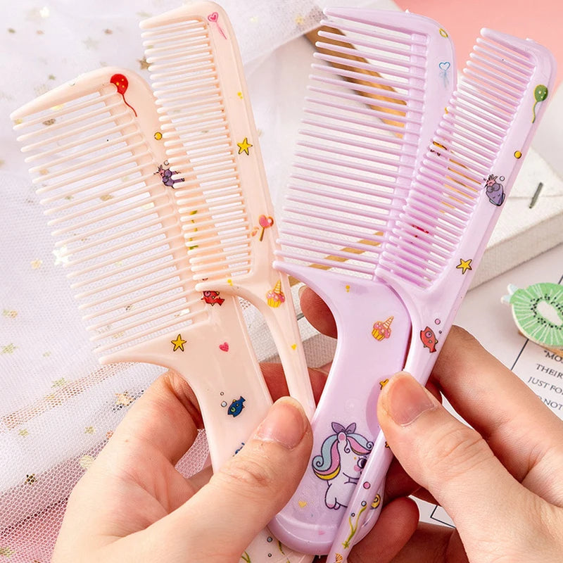 2Pcs/Set Cute Kids Hairdressing Comb Anti-static Pointed Tail Comb for Girls Whale Dinosaur Giraffe Unicorn Hair Cmb Kids