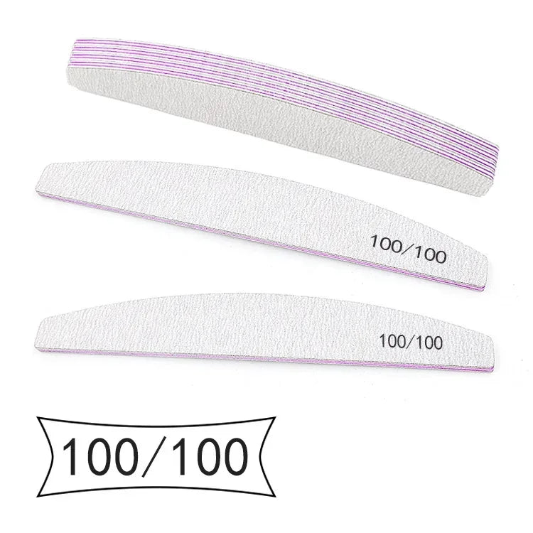 1/3/5/10Pcs Professional Nail File 80/100/150/180/240 Sandpaper Strong Thick Sanding Half Moon Lime nail accessories and Tools