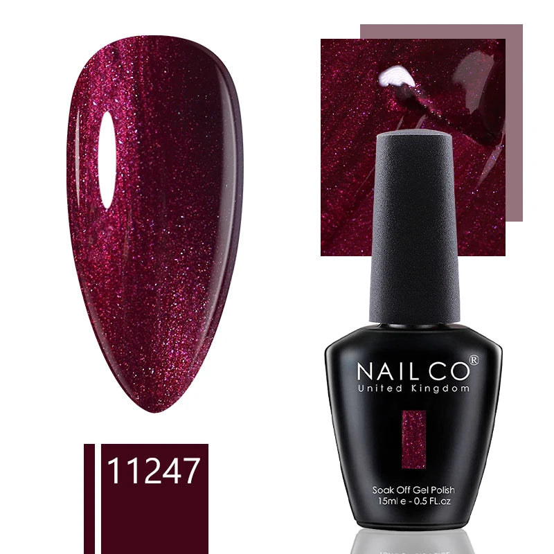 NAILCO 15ml Dark Gel Nail Polish Semi-permanent Varnish Hybrid UV Nails Art Glitter Colors Gel Polish Manicure Enamels For Nails