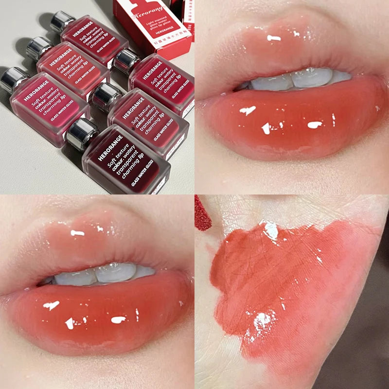 Punk Juice Red Lipgloss Black Mirror Glass Water Light Clear Lip Glaze Waterproof Non Stick Liquid Lipstick Nude Lip Tint Makeup