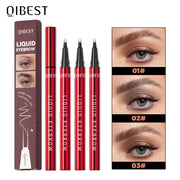 QIBEST 2 Points Eyebrow Pencil Long Lasting Easy To Grip Eyebrow Tattoo Waterproof Thin Liquid Lying Silkworm Brow Pen Cosmetics