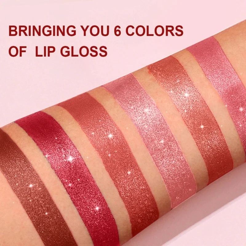 Diamond Pearlescent Lipstick Glitter Shiny Metallic Lipstick Lip Tint Long Lasting Nude Shimmer Shiny Lip Gloss Makeup