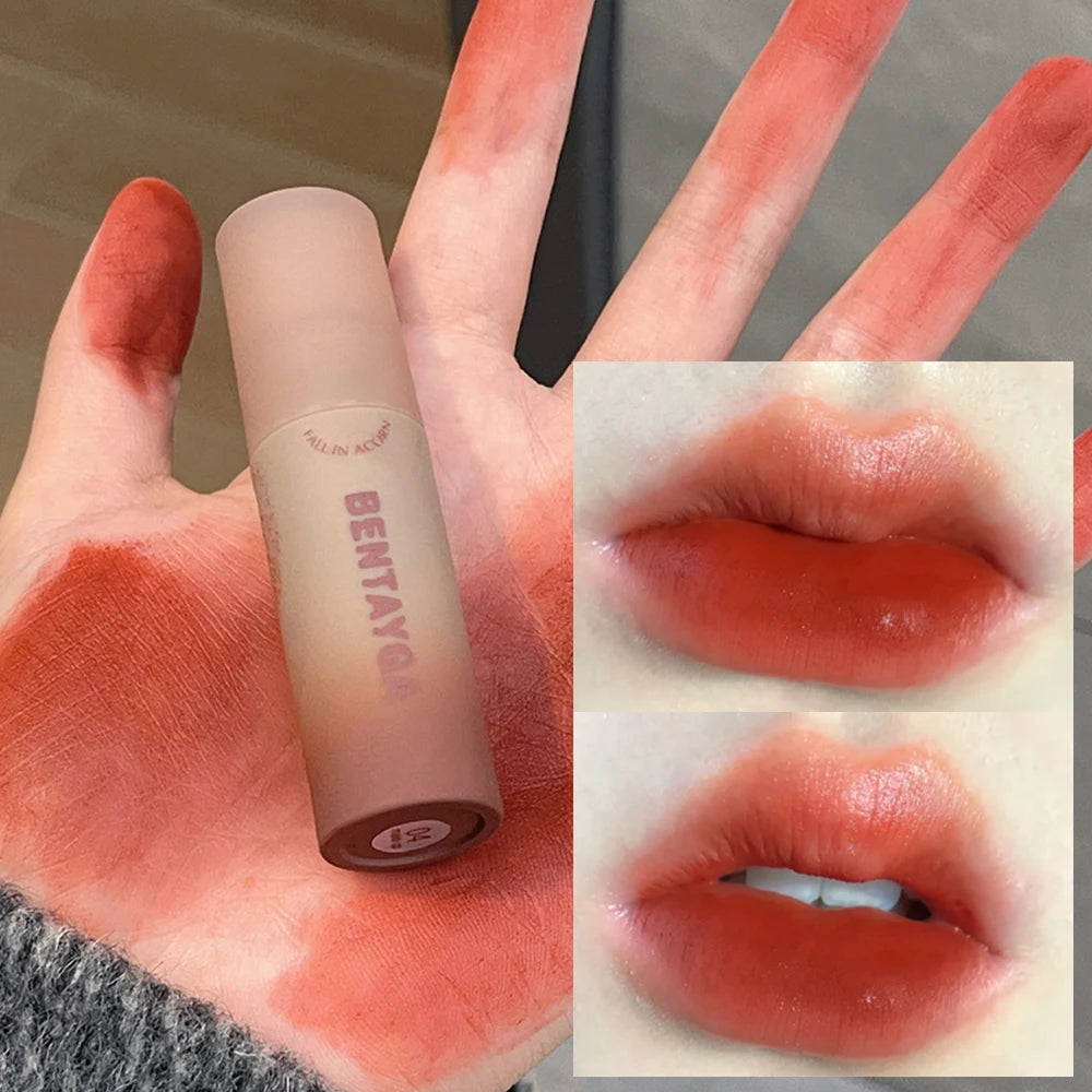 Matte Nude Red Lip Gloss 6Colors Long Lasting Velvet Red Brown Non-stick Cup Lip Mud Pink Liquid Lipstick Korean Makeup Cosmetic