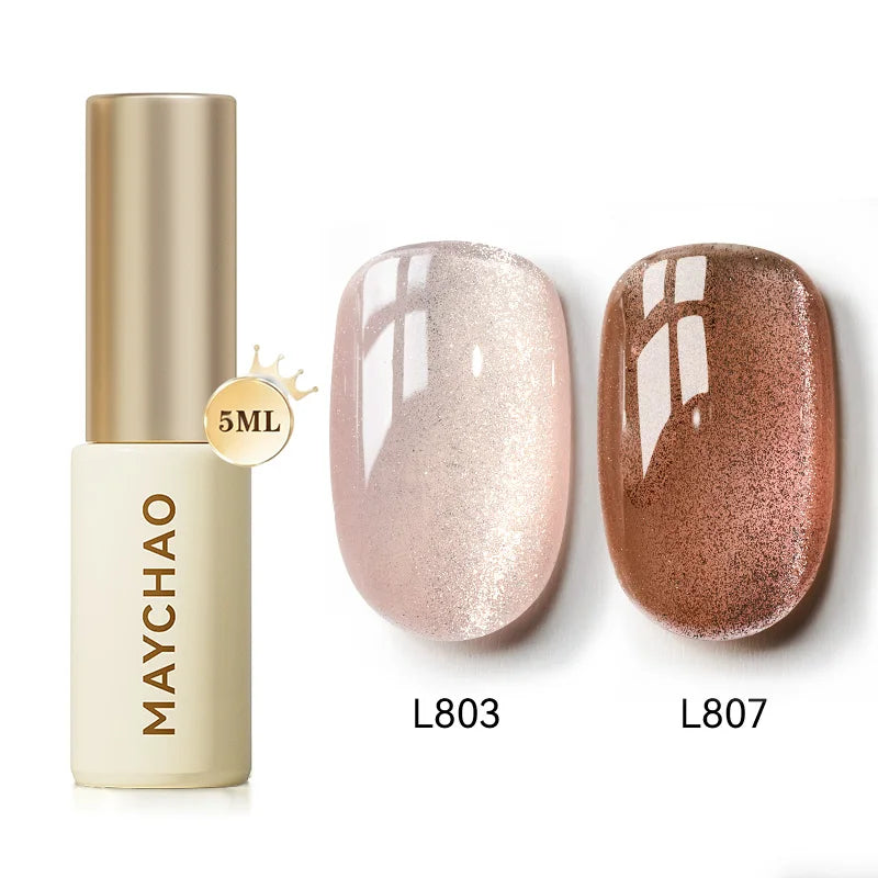 MAYCHAO 5ML Gel Nail Polish 9D Laser Diamond Glitter Cat Eye Gel Semi-Permanent Soak Off UV LED Gel Nail Manicure Tools Nail Art