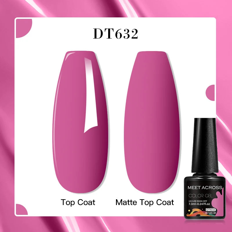 MEET ACROSS 7ml Red Blue Green Metallic Gel Nail Polish Super Bright Mirror Effect Semi Permanent LED UV Gel Nail Art Varnish