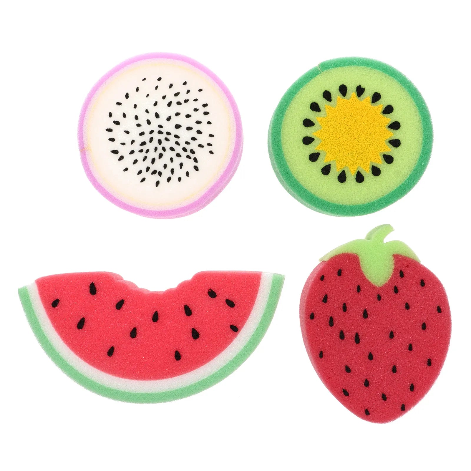 4Pcs Lovely Fruit Shaped Sponges for Bathing Kids Comfortable Lightweight Wash Sponge with Rich Bubbles Shower Sponge for Body