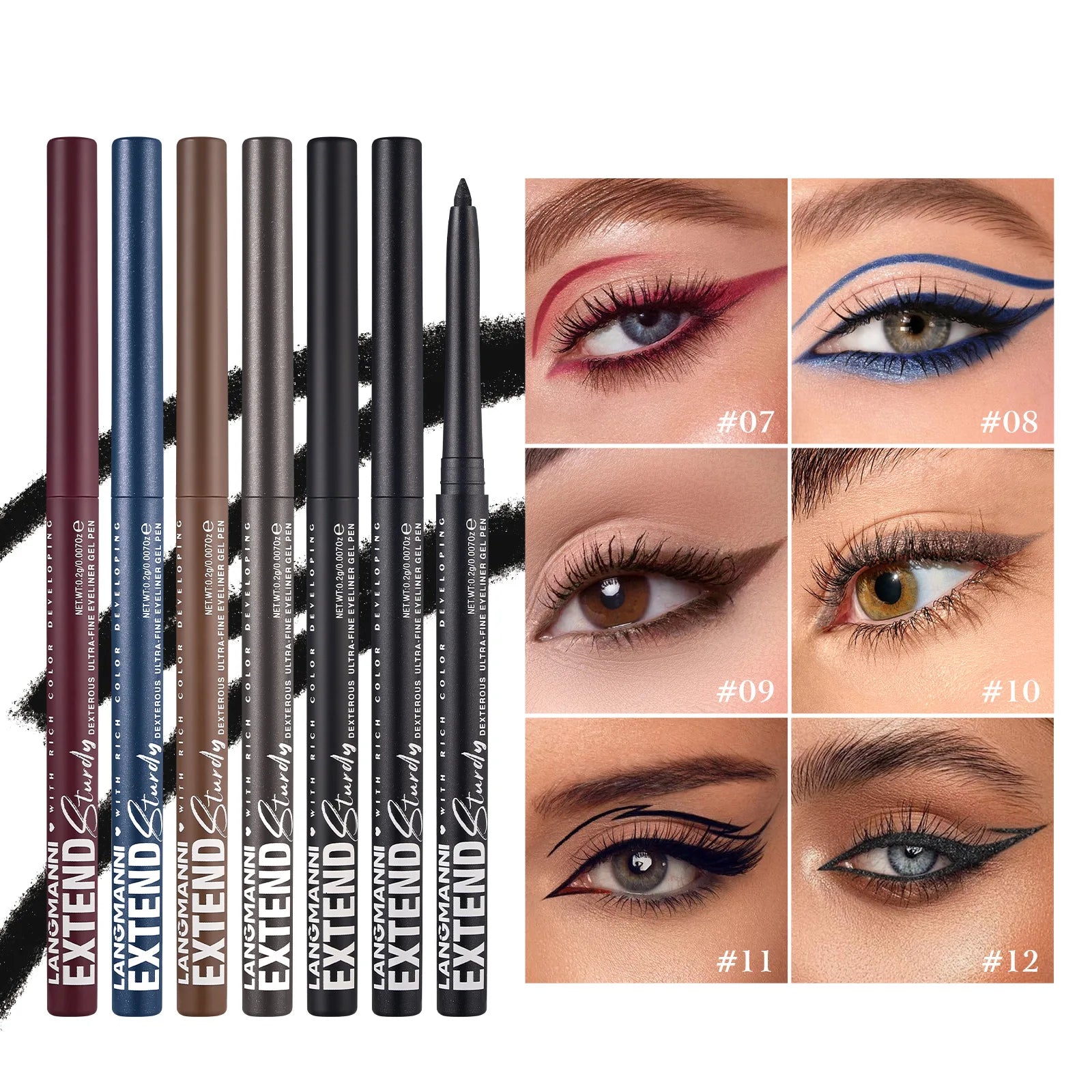 Matte Glitter Gel Eyeliner Pencil Smooth Waterproof Blue Purple Eyeliner Fast Dry Matte Eye Liner Pen Long Lasting Eyes Makeup