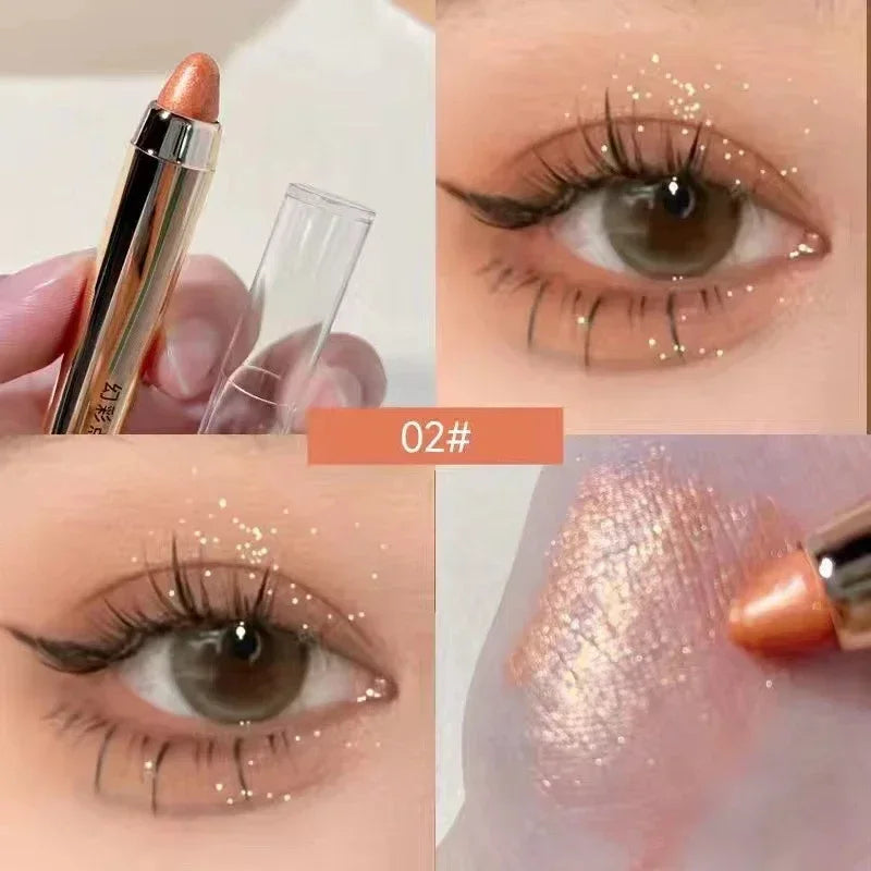 Double-ended Glitter Eye Shadow Stick Waterproof Pearlescent Champagne Gold Eyeshadow Pallete Pen Shimmer Cosmetics Makeup Tool