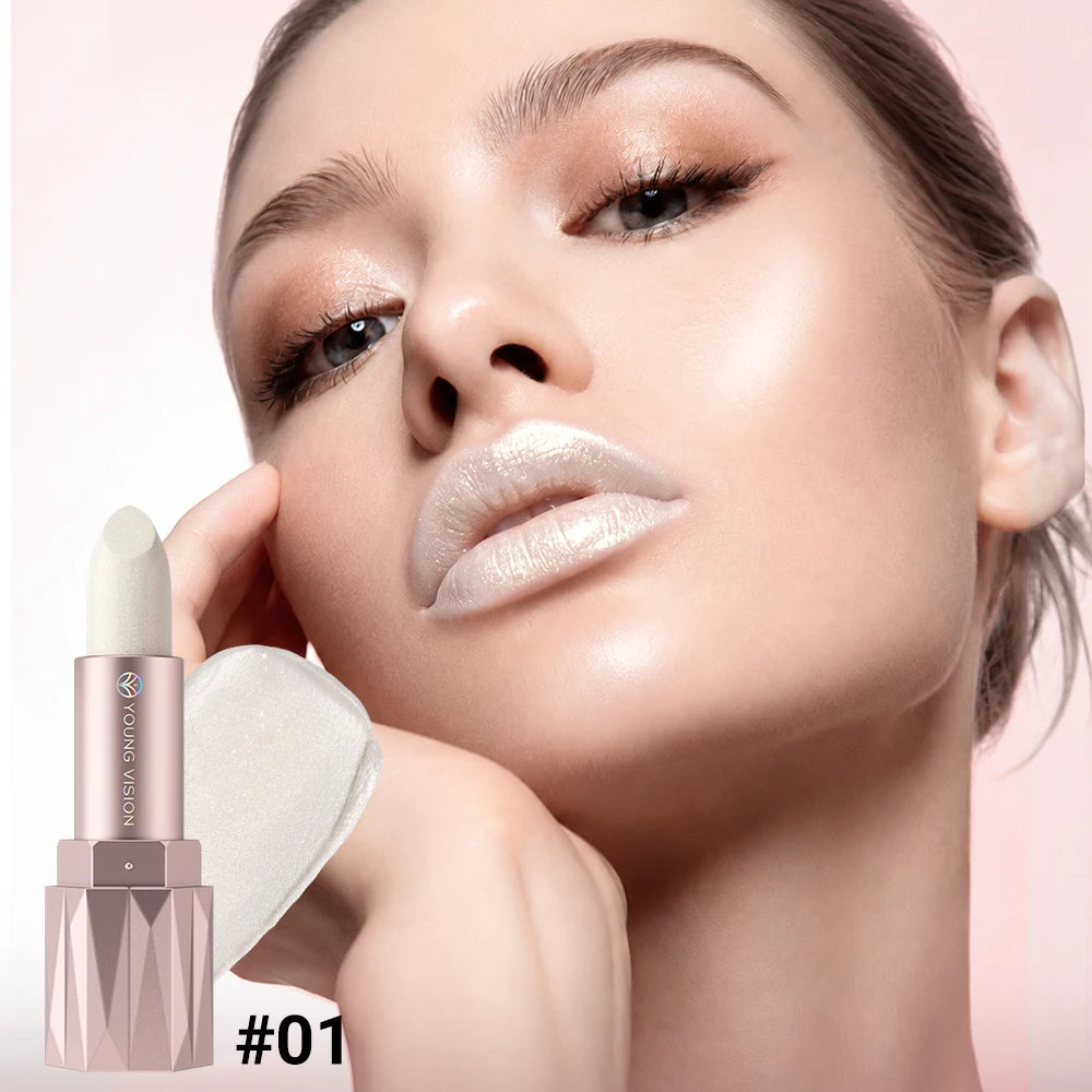LANGMANNI 10 Colors Slant Mouth Pearlescent Swivel Slant Mouth Design Lipstick Single Pack Lipstick Lasting Color Lip Gloss