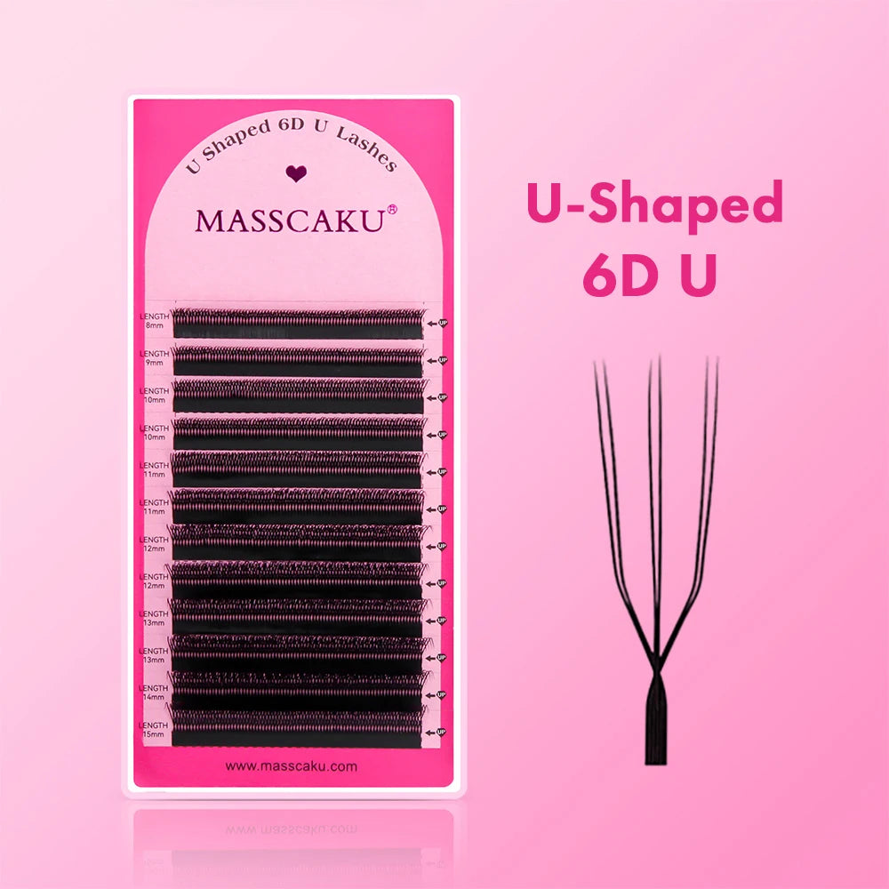MASSCAKU C/D U-Shaped 3D/4D/5D/6D/8D/10D Mix 8-15MM False Eyelashes Professional Handmade Natural Volume Lashes Supplies