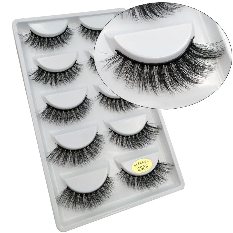 3/5 Pairs 3D Faux Mink Hair Soft Eyelashes Natural Thick Long False Eyelashes Dramatic Fake Lashes Handmade Eyelashes Faux Cils
