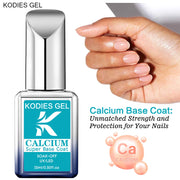 KODIES GEL NEW Base Coat Calcium Rubber Base Gel Nail Polish 15ML Stronger Healthy Nails Strengthener Semi Permanent UV Primer