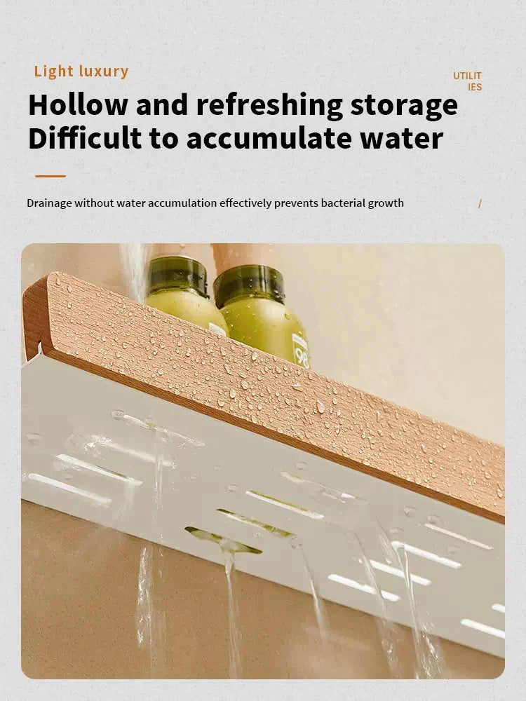 Wood Aluminum Waterproof for Bathroom Shelf Shelves Shampoo Makeup Storage Holder Accessories Kitchen Sorage Bath Accessories