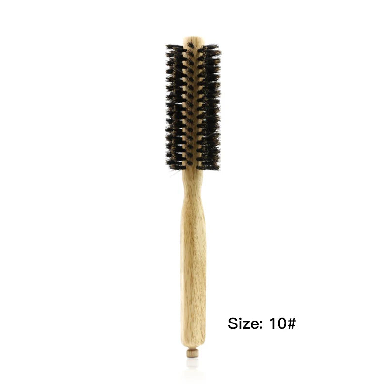 6 Sizes Wood Handle Boar Bristles Round Brush Removable Tail Professional Barber Salon Hairdressing Hair Brush Hair Round Comb
