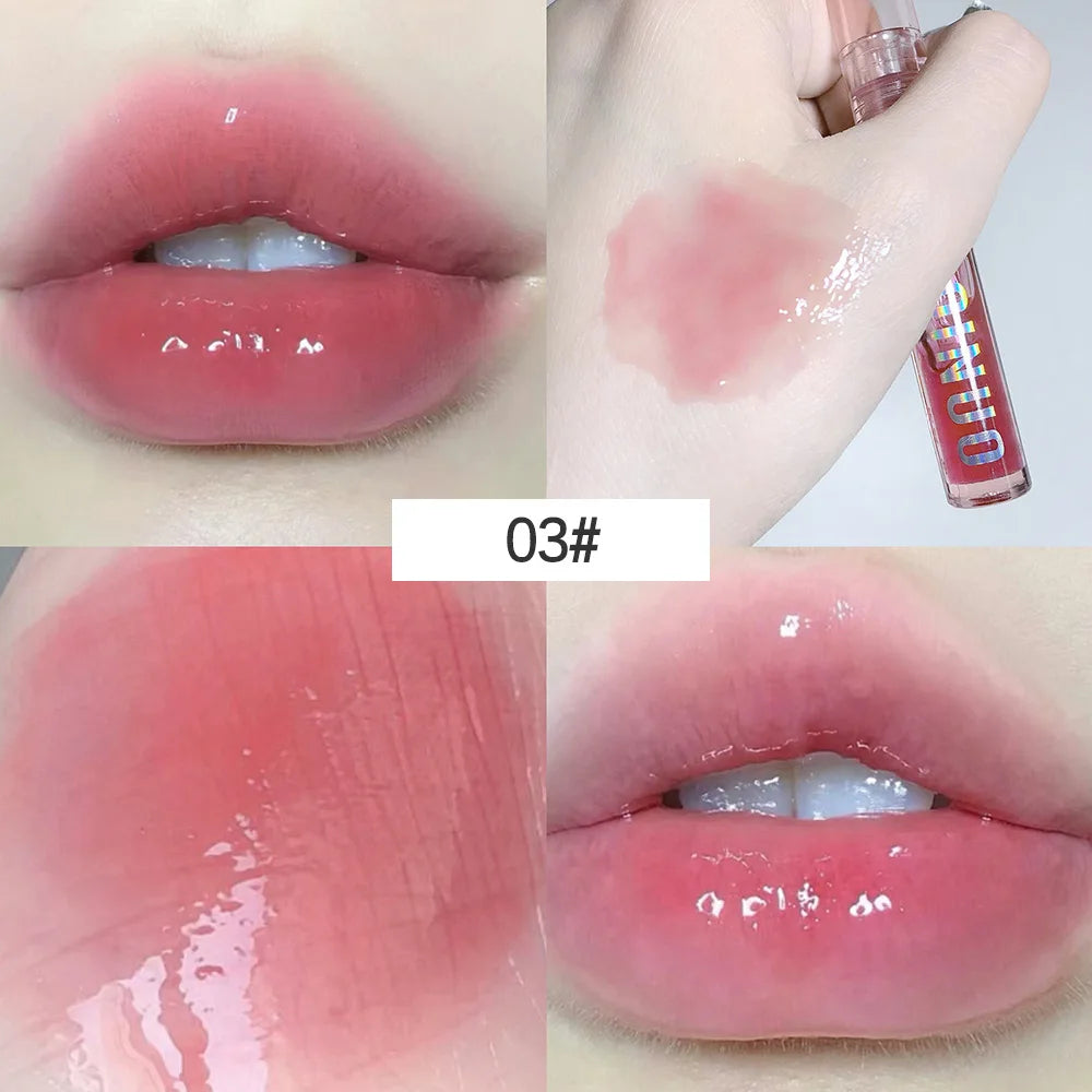 SHAQINUO 4 PCS Water-gloss Mirror Jelly Lip Gloss Moisturizes Lips Shimmers With Fine Pearls Brightens Lip Color