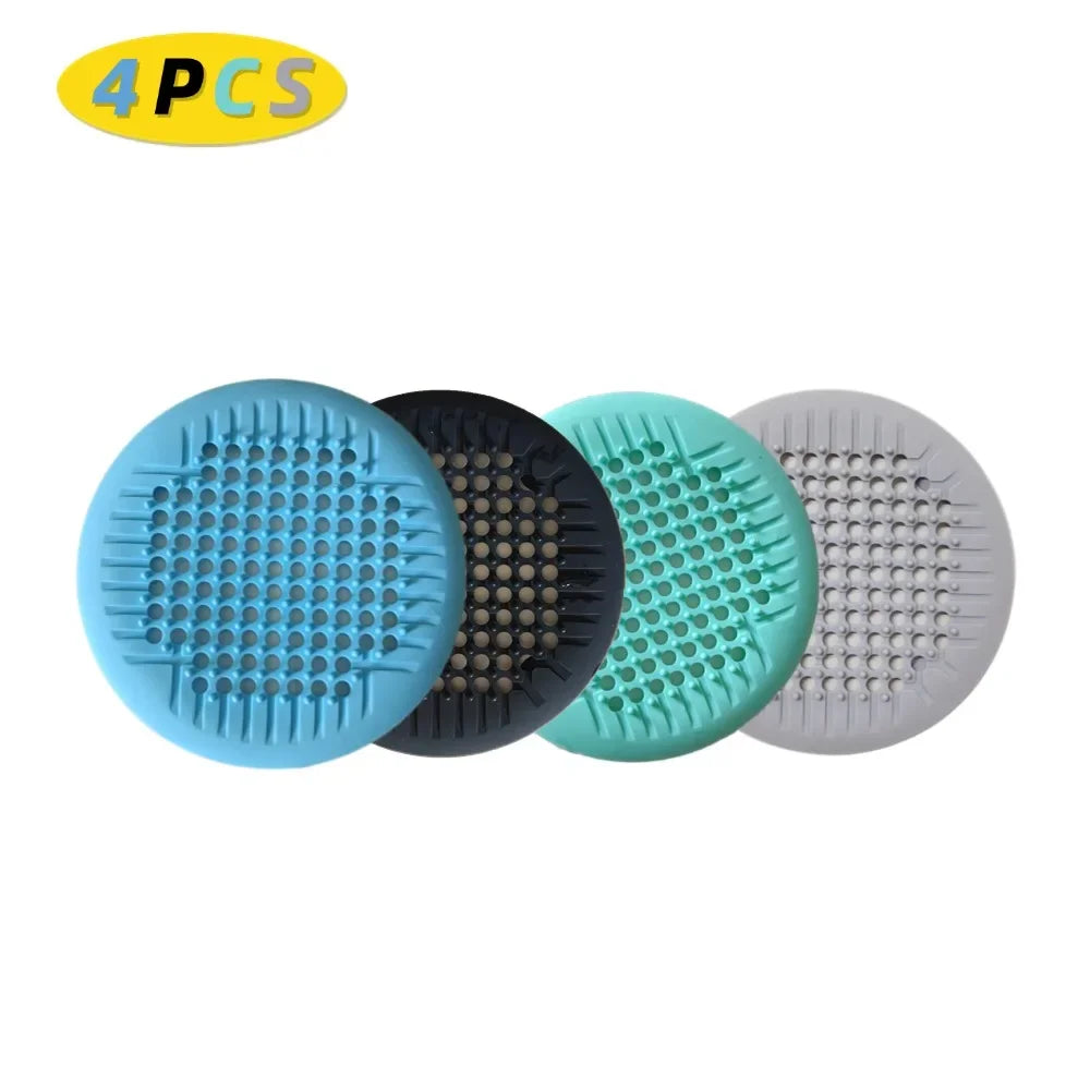 1/2/4Pcs Shower Drain Hair Catcher Drain Cover Bathroom Tub with Suction Cup 5.5 Inches Silicone Sink Strainer Suit for Bathtub