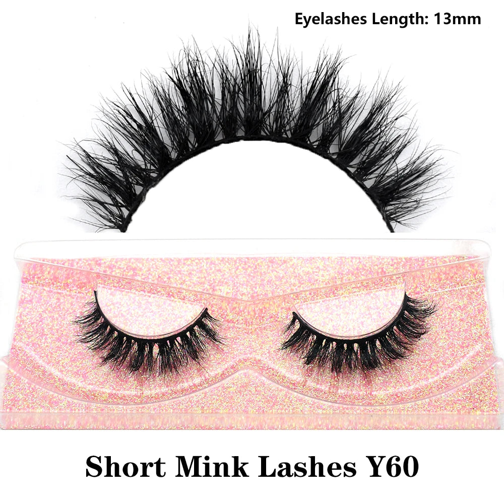 FOXESJI Real Mink Fluffy Short Eye Lashes Extension Wispy Soft Natural Short False Eyelashes Daily Wear Full Strip Lashes Makeup