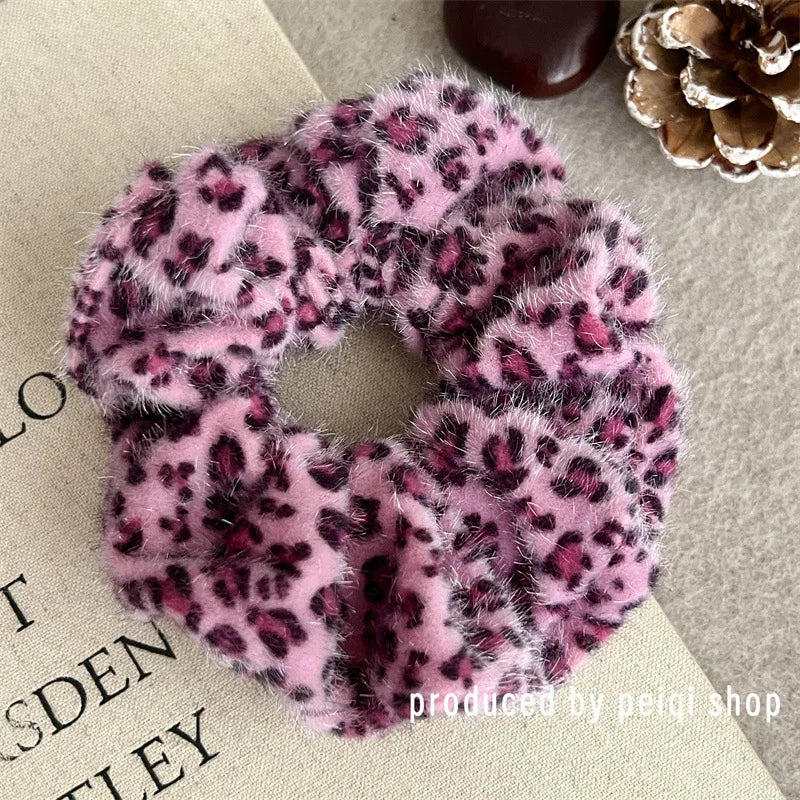Soft Animal Leopard printing Hair Scrunchie Ponytail Loop Holder Stretchy Elastic Hair band for women Hair Accessories pj-1000