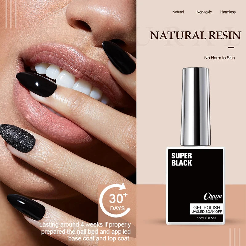 15ml Classic Gel Nail Polish, Vibrant Black,White Red Shades Varnish Easy Soak Off UV LED Nail Gel for Home Salon & DIY Nail Art