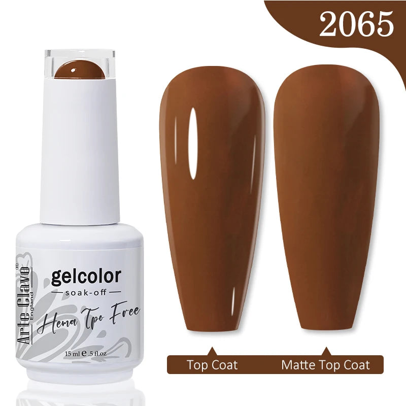 Arte Clavo 15ML Red Brown Color Gel Nail Polish Autumn Winter Nail Art Gel Nail Supplies Semi Permanent Soak Off UV Gel Varnish