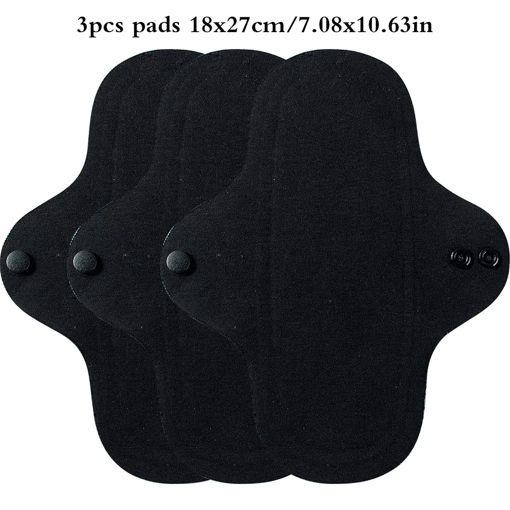 3pcs Full Cotton Hot Pressing Mama Cloth Night Long Sanitary Pads Washable Sanitary Napkins Reusable Panty Liners for Female