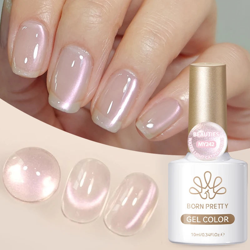 BORN PRETTY 10ml Autumn Gold Pink Glitter Cat Magnetic Gel Nail Polish Jelly Pink Semi Permanent Soak Off UV LED Varnish