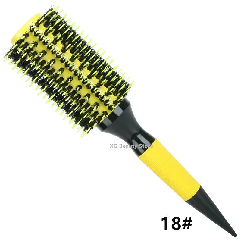 Professional 1/6pcs Boar Bristle Wooden Hair Comb Round Hair Brush Curling Combs Woman Hair Curlerl Hairdresser Styling Tool