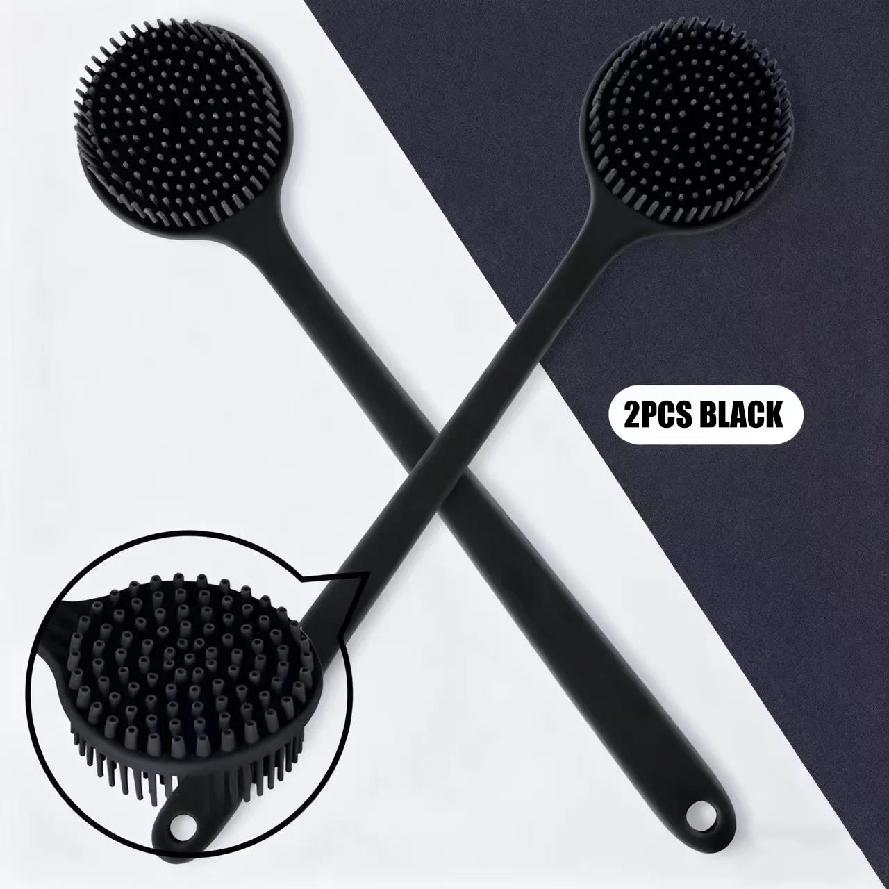 Long Handle Soft Silicone Back Scrubber & Massager Gentle Exfoliating Brush for Deep Cleansing Bath Massage Back Scrubber