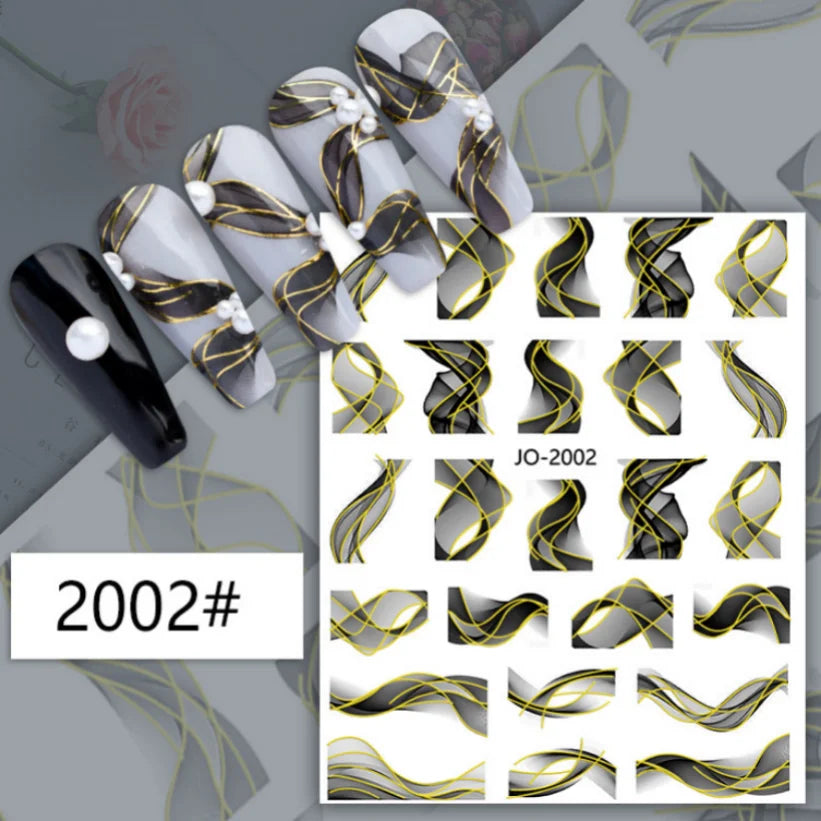 Nail Stickers 3D  Metal Line Sliver Gold Thorns Vine Curve Stripe Lines Tape Swirl Sliders Manicure Adhesive Gel Nail Art Decals
