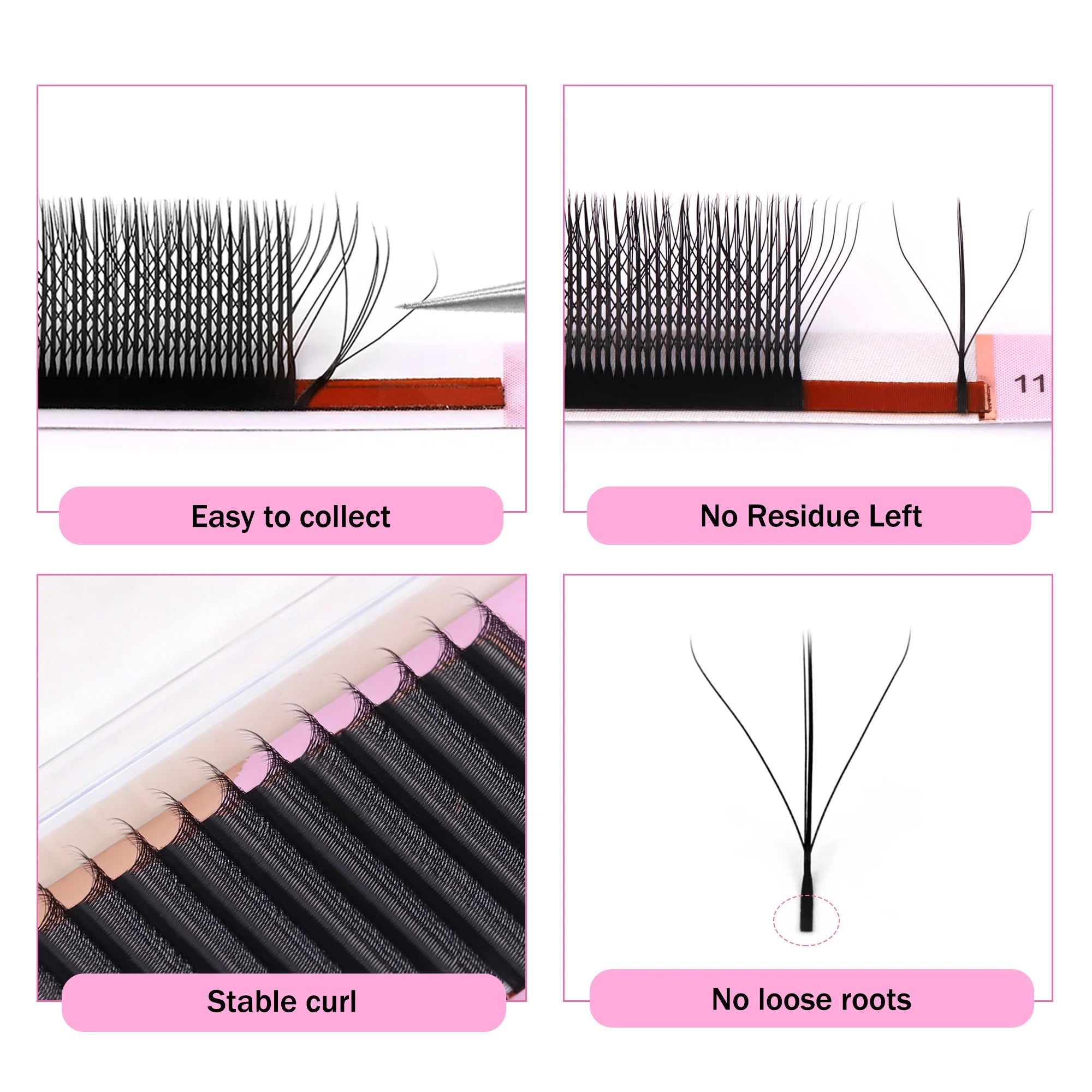 NEW L M Curl Brown 3D Fairy Lashes Premade Bloom Fans Eyelash Extension 3D Clover Spike Hand Woven Dark Brown 3D W Shaped Lashes